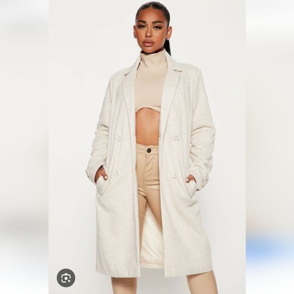 Fashion Nova All Business Baby Coat Double Breasted Button Size 1x - Picture 10 of 11